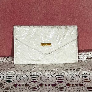 IMAN White Lace Wedding Envelope Clutch Purse